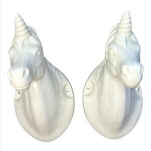 Vintage Unicorn Head Wall Plaque Home Decor Animal Mythical white wall hanger